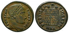 Constantine I. A.D. 307/10-337. Æ follis . Nicomedia, A.D. 325/6. CONSTAN-TINVS AVG, laureate head of Constantine I right / PROVIDEN-TIAE AVGG, camp-g...
