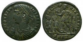 Constantius II. A.D. 337-361. AE centenionalis . Antioch mint, struck A.D. 348-350. D N CONSTANTIVS P F AVG, pearl-diademed, draped and cuirassed bust...