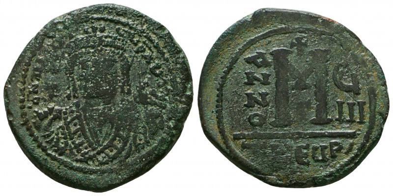 Maurice Tiberius. 582-602. AE follis. Antioch/Theopolis,
bust of Maurice Tiberiu...