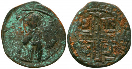 Anonymous (attributed to Michael IV). Ca. 1034-1041. AE "Class C" anonymous follis. Constantinople mint. ЄmmANOVHA, IC-XC, three-quarter length figure...
