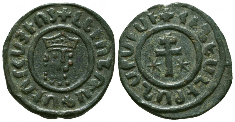 Armenia. Levon I (1187-1219). AE Tank.
Obv. Crowned öionized head of Levon facin...