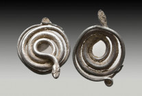 Very RARE Ancient Roman Solid Silver Snake Statue ,
Reference:
Condition: Very Fine

Weight: 4 gr
Diameter: 25 mm