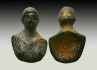 An Ancient BRONZE FIGURE , CIRCA 2ND - 1ST CENTURY B.C
Reference:
Condition: Very Fine

Weight: 18,4 gr
Diameter: 32 mm