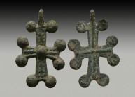 Byzantine Bronze Cross Pendant,
Reference:
Condition: Very Fine

Weight: 7,8 gr
Diameter: 40 mm