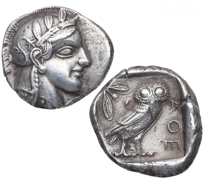 454-404 a.C. Atica. Atenas. Tetradracma. 16,98 g. Cabeza de Atenea a derecha, co...