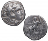 310-301 a.C. Colofón. Dracma. Price 1800. Ag. 4,23 g. Macedonia. Cabeza de Alejandro como el joven Hércules a la derecha con un tocado de piel de león...