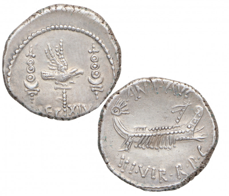 30 aC. Marco Antonio. Roma. Denario. Ag. 3,41 g. Legión XIX. EBC. Est.300.