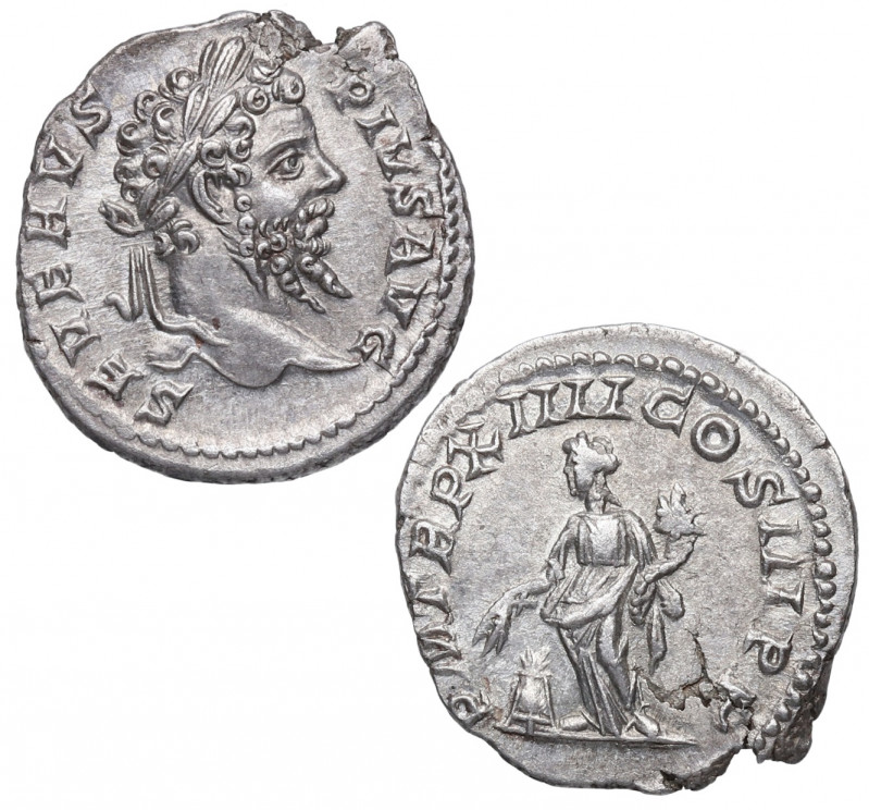 206 d.C. Septimio Severo. Roma. Denario. RIC 200. Ag. 3,07 g. Busto de Septimio ...