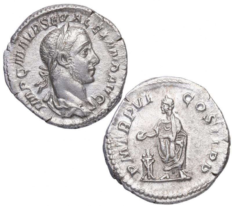 227 d.C. Alejandro Severo. Roma. Denario. RIC 70. Ag. 3,07 g. Busto de Alejandro...