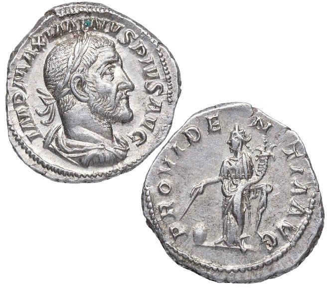235-236 d.C. Maximino I. Roma. Denario. RIC 13. Ag. 3,62 g. Busto de Maximino a ...
