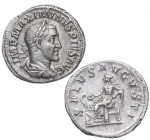 235 -236 d.C. Maximino I. Roma. Denario. RIC 14. Ag. 3,10 g. Busto de Maximino a derecha /Salus sentada a izquierda. SALVS AVGVSTI. Bella. Brillo orig...
