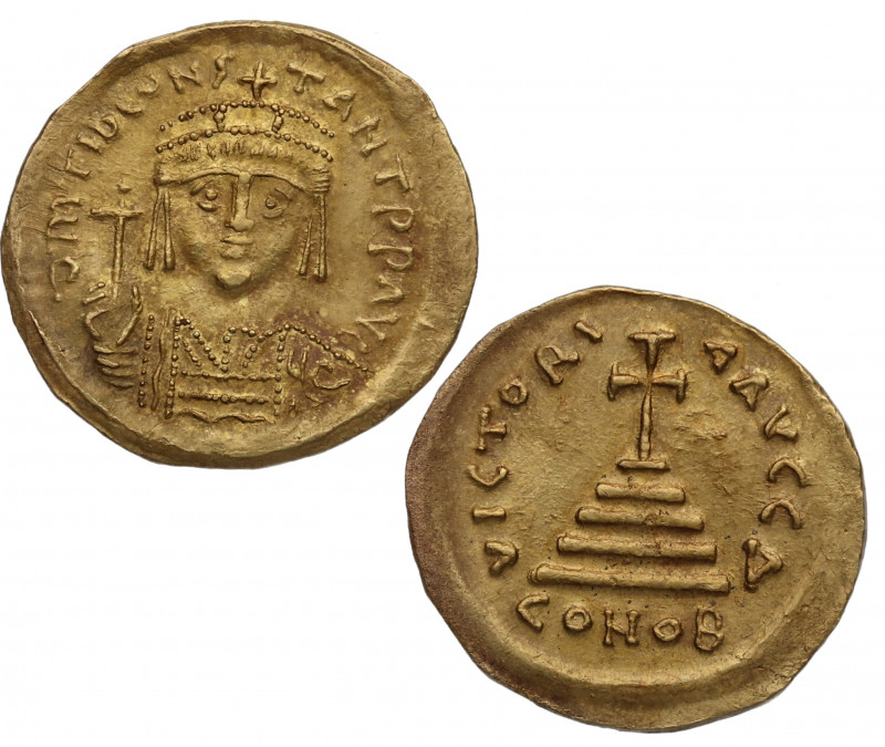 578-582 dC. Tiberio II Constantino. Constantinopla. Sólido. Sear 442. Au. 4,42 g...