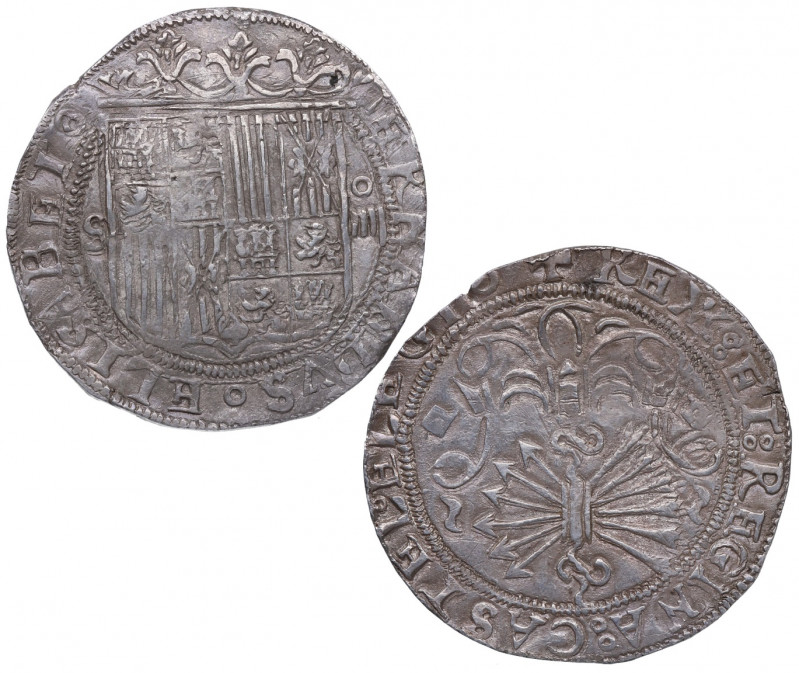 1469-1504. Reyes Católicos (1469-1504). Sevilla. 4 reales. A&C 560. Ag. 14,59 g....