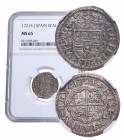 1721. Felipe V (1700-1746). Sevilla. 1 Real. J. A&C 645. Ag. Encapsulada en NGC en MS 65. SC/FDC. Est.400.