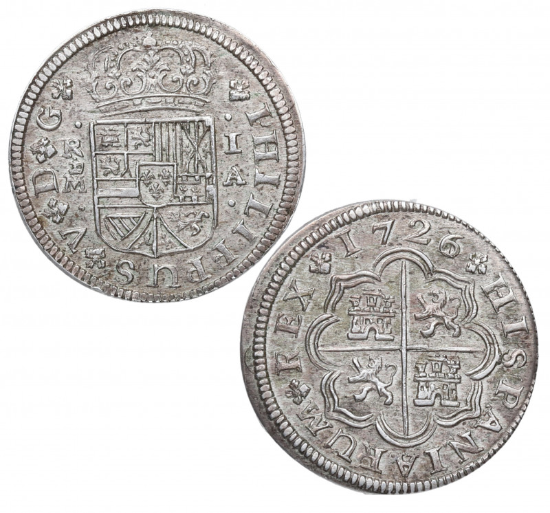 1726. Felipe V (1700-1746). Madrid. 1 Real. A. A&C 437. Ag. 2,86 g. SC/SC-. Est....