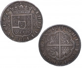 1735. Felipe V (1700-1746). Sevilla. 8 reales. PA. A&C 1628. Ag. 26,66 g. Bella. ESCASA. Preciosa pátina. EBC. Est.1000.