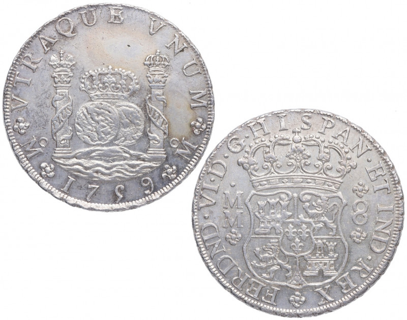 1759. Fernando VI (1746-1759). Mexico. 8 Reales. MM. A&C 495. 27,00 g. Columnari...