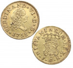 1758. Fernando VI (1746-1759). Madrid. 1/2 Escudo. JB. A&C 564. Au. 1,75 g. EBC. Est.325.