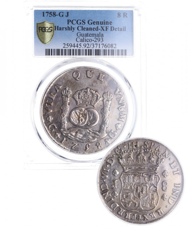 1758. Carlos III (1759-1788). Guatemala. 8 Reales. A&C 293. Ag. Encapsulada en P...