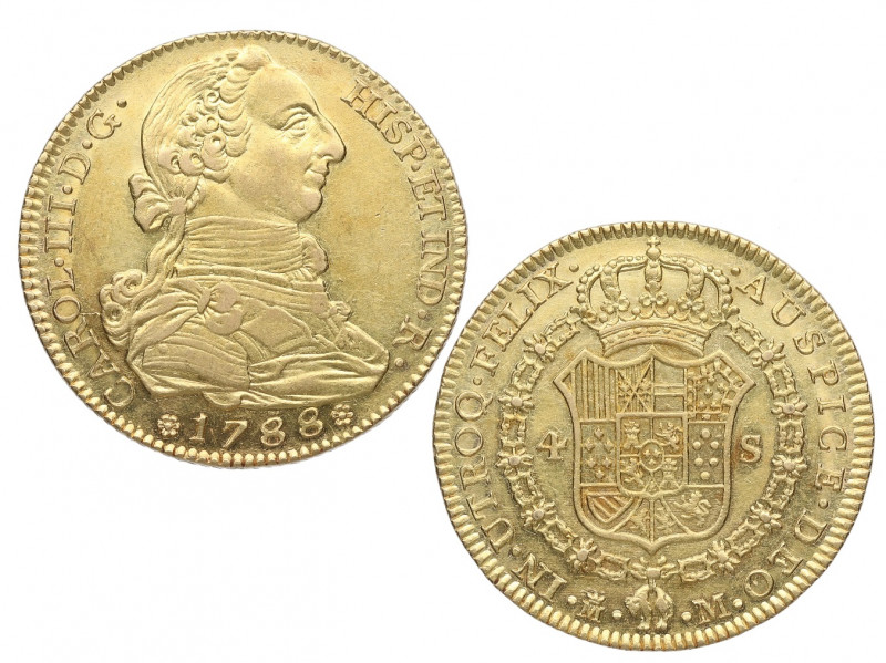 1788. Carlos III (1759-1788). Madrid. 4 escudos. M. A&C 1795. Au. 13,58 g. Bellí...