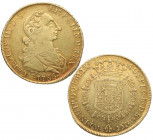 1766. Carlos III (1759-1788). Lima. 8 Escudos. JM. A&C 1919. Au. 26,93 g. MUY RARA. Brillo original. MBC / MBC+. Est.3500.