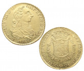 1767. Carlos III (1759-1788). Lima. 8 escudos. JM. A&C 1920. Au. 27,09 g. Bella. Brillo original. Insignifacntes hojitas. SC- / EBC+. Est.5000.
