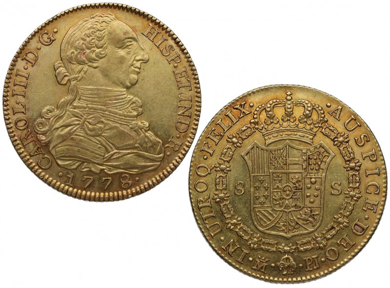 1778. Carlos III (1759-1788). Madrid. 8 escudos. PJ. A&C 1965. Au. 27,07 g. RARA...