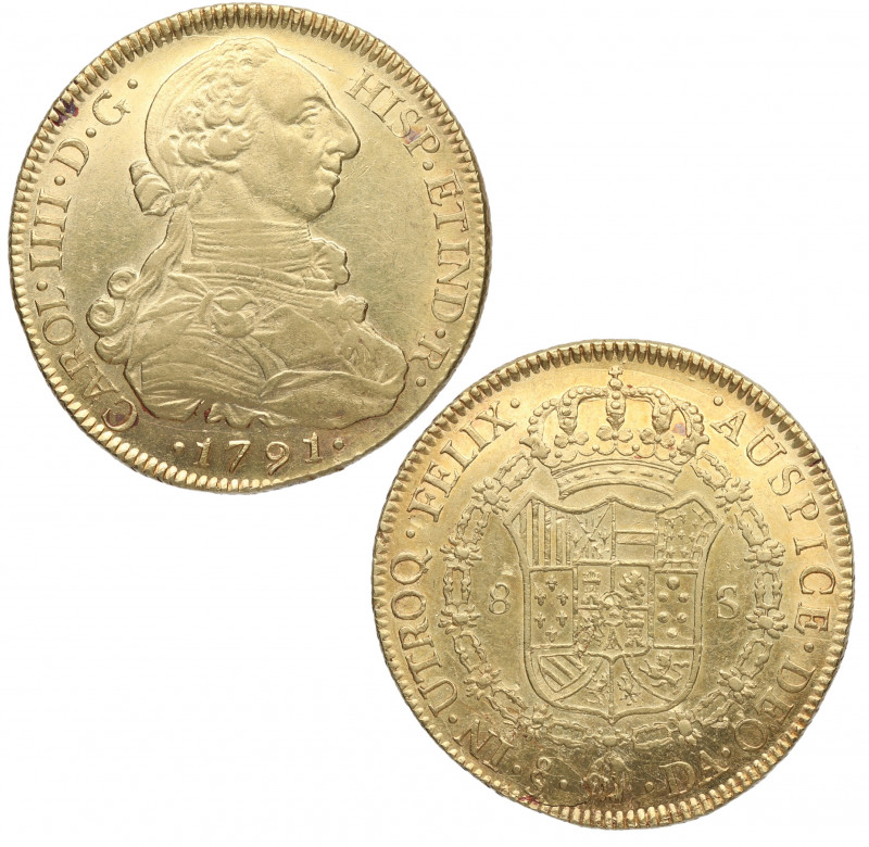 1791. Carlos IV (1788-1808). Santiago. 8 Escudos. DA. A&C 1756. Au. 27,03 g. EBC...