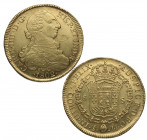 1802. Carlos IV (1788-1808). Santiago. 8 escudos. JJ. A&C 1770. Au. 27,14 g. Bella. Brillo original. Insignificante hojita en anverso. EBC+. Est.2000.