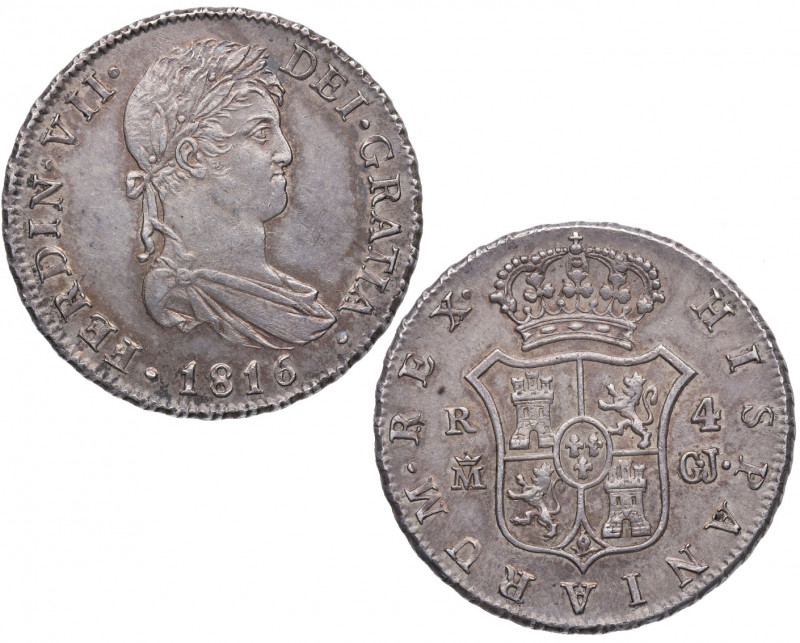 1816. Fernando VII (1808-1833). Madrid. 4 Reales. GJ. A&C 1082. Ag. 13,50 g. SC....