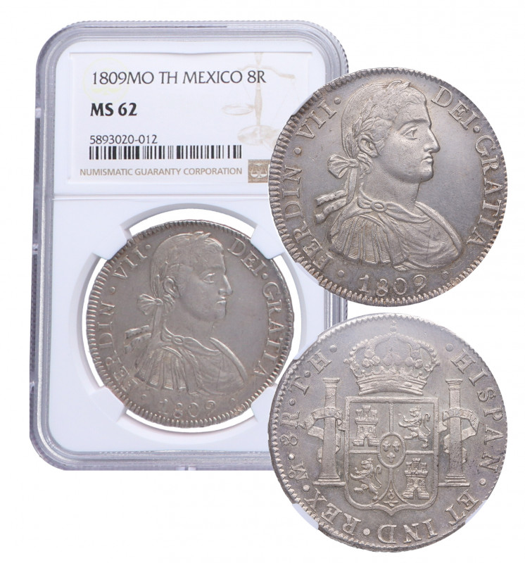 1809. Fernando VII (1808-1833). Mexico. 8 Reales . TH. A&C 1308. Ag. Encapsulada...