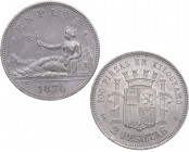 1870*70. I República (1868-1871, 1873-1874). Madrid. 2 Pesetas. SNM. A&C 24. Ag. 9,83 g. Brillo original. EBC+ / EBC. Est.350.