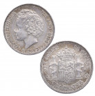 1893*93. Alfonso XIII (1886-1931). Madrid. 1 peseta. PGL. A&C 54. Ag. 5,03 g. SC. Est.800.