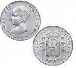 1889*89. Alfonso XIII (1886-1931). Madrid. 2 Pesetas. MPM. A&C 82. Ag. 10,09 g.. EBC+. Est.700.