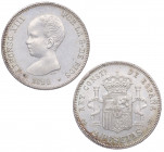 1892. Alfonso XIII (1886-1931). Madrid. 2 Pesetas. PGM. A&C 85. Ag. 10,09 g. EBC+. Est.500.