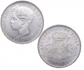 1898*98. Alfonso XIII (1886-1931). Madrid. 5 Pesetas. SGV. Ag. 24,61 g. SC-. Est.100.
