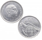 1957*69. Franco (1939-1975). Madrid. 50 pesetas. A&C 138. Ni. 12,65 g.. SC. Est.900.