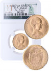 1887*62. Franco (1939-1975). Madrid. 20 Pesetas. PGV. A&C 171. Au. Encapsulada en NN COINS MS62. SC. Est.350.