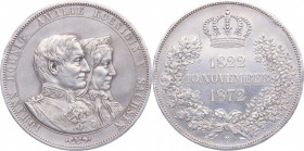 1872. Alemania. 50 Aniversario Johann y Amalie. Ag. 37,06 g. ESCASA. EBC. Est.250.