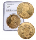 1915. Austria. Reacuñación. 4 Ducatones. Au. Encapsulada en NGC en MS 67. FDC. Est.1000.