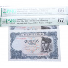 1971. Estado Español (1936-1975). (2 billetes) 500 Pesetas. 9A. Encapsulado PMG 66 y 67 EPQ (Pareja correlativa). SC. Est.180.