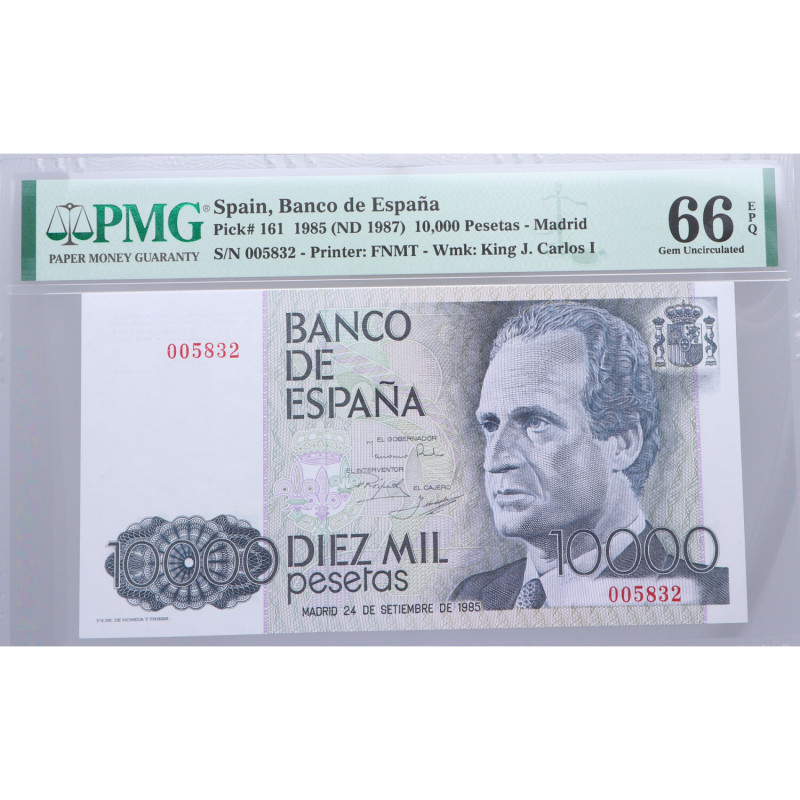 1985. Juan Carlos I (1975-2014). Sin serie. 10000 Pesetas. Pick 161. Encapsulado...