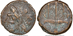 SICILY. Syracuse. Hieron II (ca. 275-215 BC). AE litra (18mm, 2h). NGC Choice VF. Head of Poseidon left, wearing taenia / ΙΕΡΩ-ΝΟΣ/Θ-Φ, trident head, ...