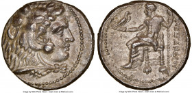 MACEDONIAN KINGDOM. Alexander III the Great (336-323 BC). AR tetradrachm (27mm, 17.00 gm, 12h). NGC Choice AU 4/5 - 3/5. Early posthumous issue of Tyr...