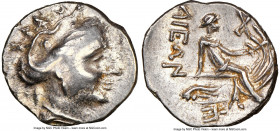 EUBOEA. Histiaea. Ca. 3rd-2nd centuries BC. AR tetrobol (15mm, 11h). NGC Choice XF. Head of nymph right, wearing vine-leaf crown, earring and necklace...