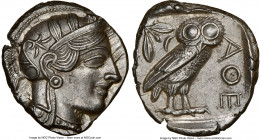ATTICA. Athens. Ca. 440-404 BC. AR tetradrachm (25mm, 17.21 gm, 8h). NGC Choice AU 5/5 - 4/5, brushed. Mid-mass coinage issue. Head of Athena right, w...