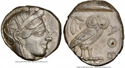 ATTICA. Athens. Ca. 440-404 BC. AR tetradrachm (24mm, 17.14 gm, 9h). NGC Choice AU 5/5 - 3/5. Mid-mass coinage issue. Head of Athena right, wearing ea...