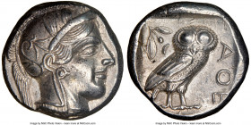 ATTICA. Athens. Ca. 440-404 BC. AR tetradrachm (24mm, 17.18 gm, 10h). NGC Choice XF 5/5 - 4/5. Mid-mass coinage issue. Head of Athena right, wearing e...