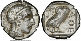 ATTICA. Athens. Ca. 440-404 BC. AR tetradrachm (24mm, 17.18 gm, 7h). NGC Choice XF 5/5 - 2/5, test cuts. Mid-mass coinage issue. Head of Athena right,...