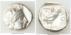 ATTICA. Athens. Ca. 440-404 BC. AR tetradrachm (25mm, 17.17 gm, 10h). Choice XF. Mid-mass coinage issue. Head of Athena right, wearing earring, neckla...